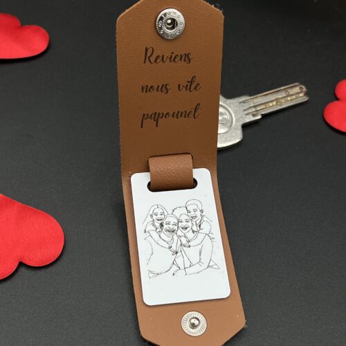 Porte-clés en similicuir avec photo